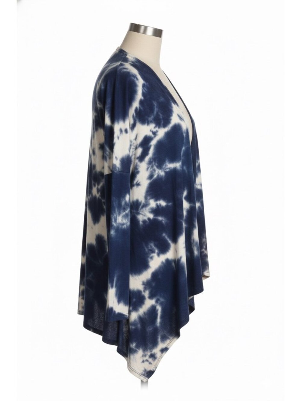 NWT Blue Tie Dye Open Front Draped Jersey Cardigan| Ethereal Grunge Boho Coastal - Picture 5 of 13